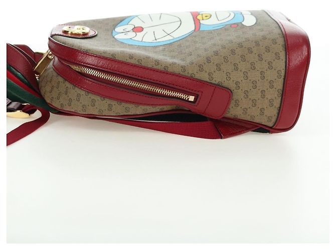 Gucci Zaino Doraemon Micro GG Supreme in PVC beige e oro 647816 Auth YKZ1360M D'oro - vista 3