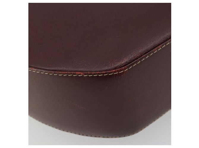 CARTIER Borsa a Spalla Must Line Pelle Bordeaux Oro Auth 175174 D'oro Bordò - vista 13