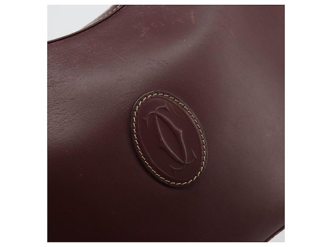 CARTIER Borsa a Spalla Must Line Pelle Bordeaux Oro Auth 175174 D'oro Bordò - vista 14