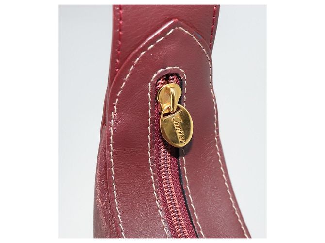 CARTIER Borsa a Spalla Must Line Pelle Bordeaux Oro Auth 175174 D'oro Bordò - vista 16