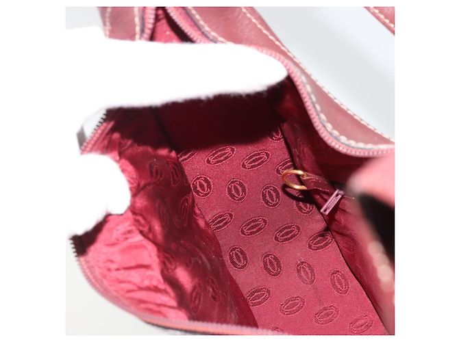 CARTIER Borsa a Spalla Must Line Pelle Bordeaux Oro Auth 175174 D'oro Bordò - vista 20