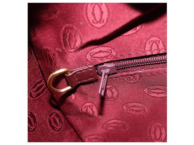CARTIER Borsa a Spalla Must Line Pelle Bordeaux Oro Auth 175174 D'oro Bordò - vista 21