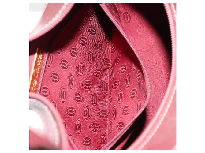 CARTIER Borsa a Spalla Must Line Pelle Bordeaux Oro Auth 175174 D'oro Bordò - vista 22