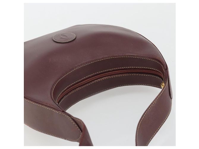 CARTIER Borsa a Spalla Must Line Pelle Bordeaux Oro Auth 175174 D'oro Bordò - vista 6