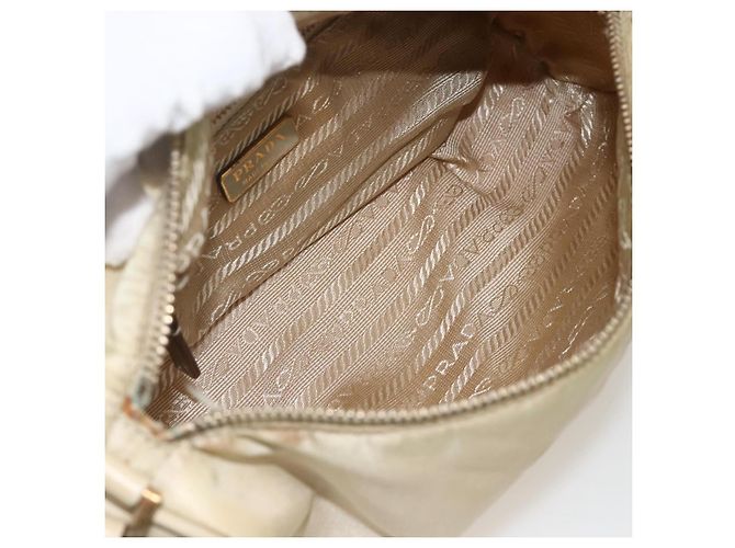 Borsa a Spalla PRADA Nylon Beige Oro Auth 175188 D'oro - vista 11