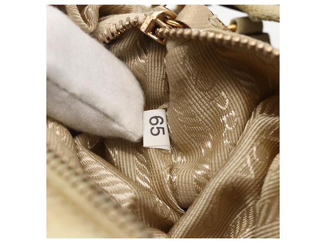 Borsa a Spalla PRADA Nylon Beige Oro Auth 175188 D'oro - vista 12