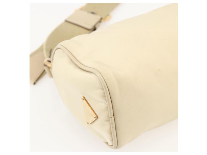 Borsa a Spalla PRADA Nylon Beige Oro Auth 175188 D'oro - vista 16