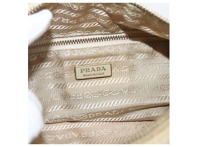 Borsa a Spalla PRADA Nylon Beige Oro Auth 175188 D'oro - vista 19