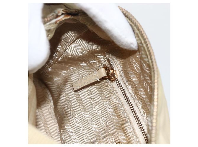 Borsa a Spalla PRADA Nylon Beige Oro Auth 175188 D'oro - vista 22
