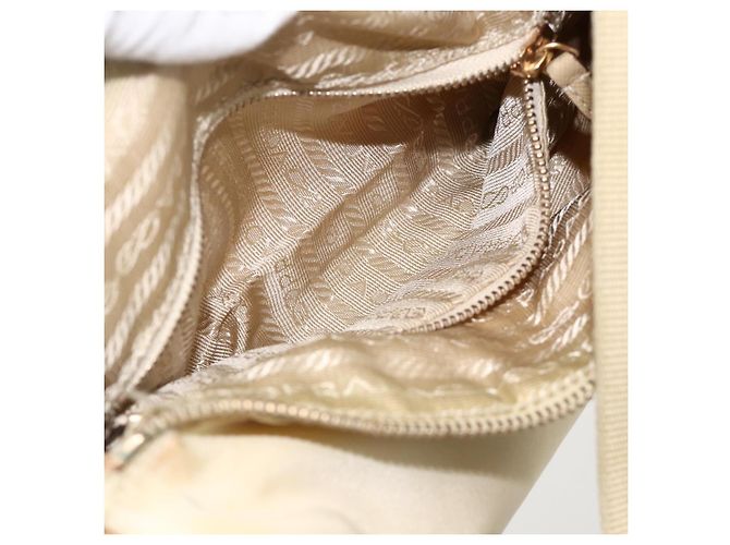 Borsa a Spalla PRADA Nylon Beige Oro Auth 175188 D'oro - vista 23