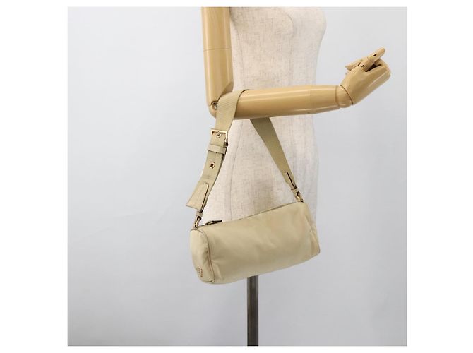 Borsa a Spalla PRADA Nylon Beige Oro Auth 175188 D'oro - vista 24