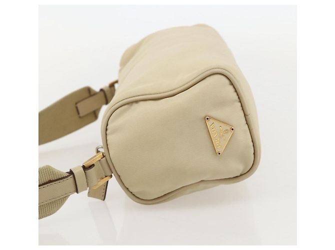 Borsa a Spalla PRADA Nylon Beige Oro Auth 175188 D'oro - vista 3