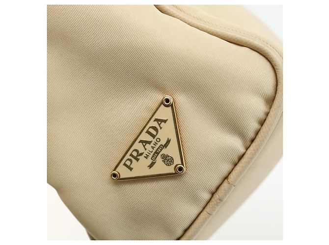 Borsa a Spalla PRADA Nylon Beige Oro Auth 175188 D'oro - vista 8