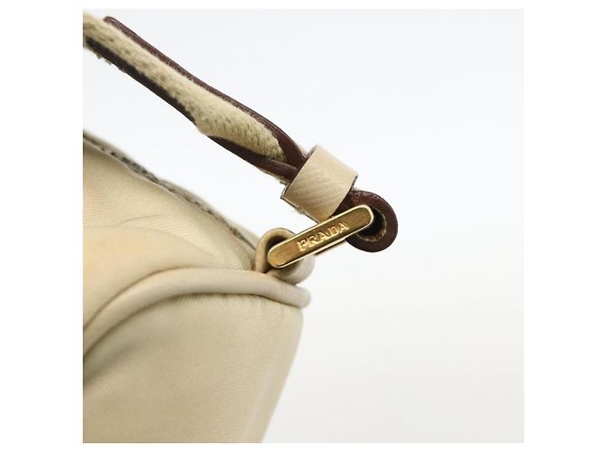 Borsa a Spalla PRADA Nylon Beige Oro Auth 175188 D'oro - vista 9