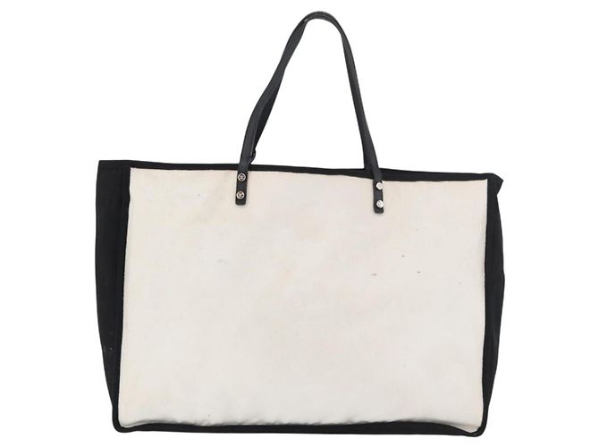 CHANEL Damen First Tote Bag aus Canvas in Weiß mit silbernem CC Auth YKZ1356A - Ansicht 2