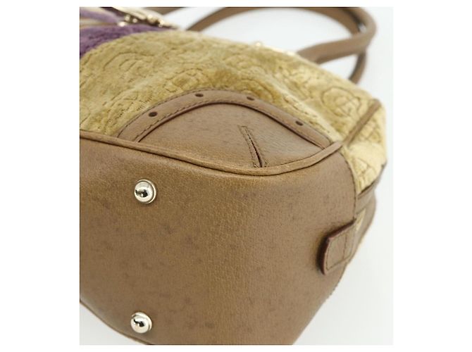Gucci Borsa Boston Horsebit in velluto oro beige 145770 Auth 176490V D'oro - vista 14