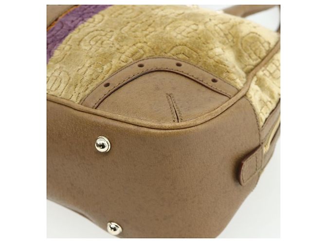 Gucci Borsa Boston Horsebit in velluto oro beige 145770 Auth 176490V D'oro - vista 16