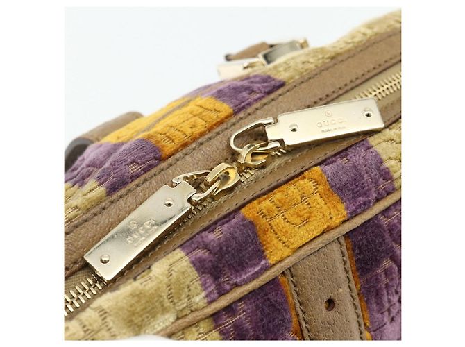 Gucci Borsa Boston Horsebit in velluto oro beige 145770 Auth 176490V D'oro - vista 17
