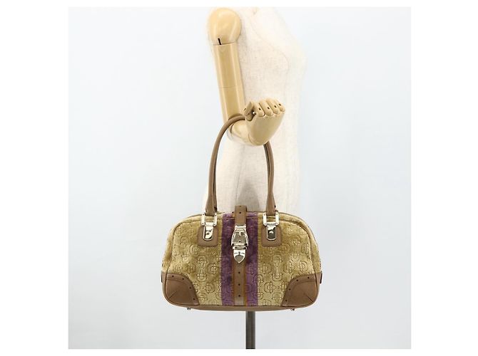 Gucci Borsa Boston Horsebit in velluto oro beige 145770 Auth 176490V D'oro - vista 23