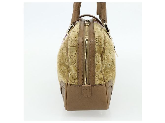 Gucci Borsa Boston Horsebit in velluto oro beige 145770 Auth 176490V D'oro - vista 3