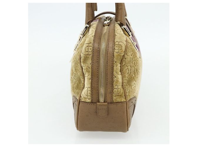 Gucci Borsa Boston Horsebit in velluto oro beige 145770 Auth 176490V D'oro - vista 4