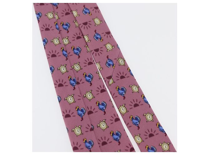 Hermès HERMES Necktie Silk Pink Auth 174884A - view 11