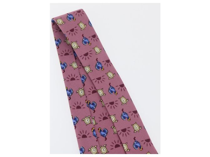 Hermès HERMES Necktie Silk Pink Auth 174884A - view 12