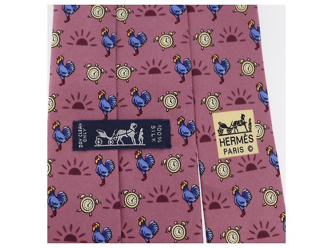 Hermès HERMES Necktie Silk Pink Auth 174884A - view 13