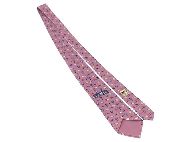 Hermès HERMES Necktie Silk Pink Auth 174884A - view 7