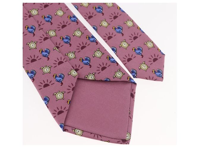 Hermès HERMES Necktie Silk Pink Auth 174884A - view 8