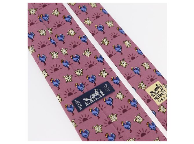 Hermès HERMES Necktie Silk Pink Auth 174884A - view 9