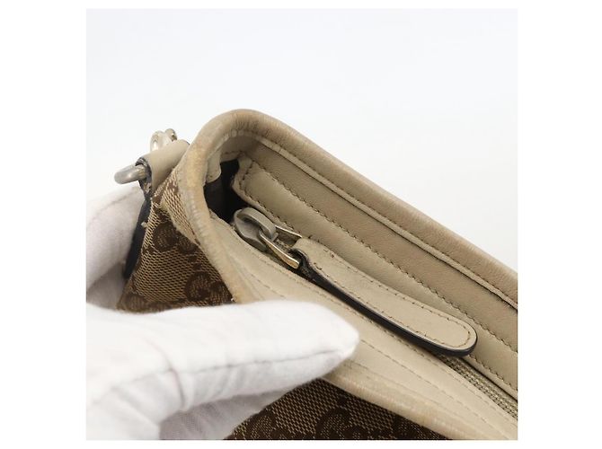 Borsa a Spalla GG Canvas Gucci Beige Oro 388924 Auth 175206 D'oro - vista 14