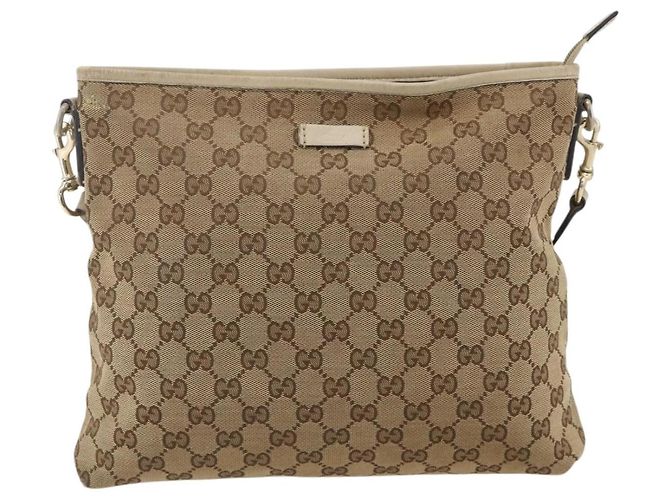 Borsa a Spalla GG Canvas Gucci Beige Oro 388924 Auth 175206 D'oro - vista 2