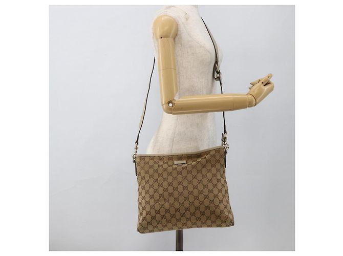 Borsa a Spalla GG Canvas Gucci Beige Oro 388924 Auth 175206 D'oro - vista 23