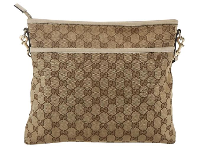 Borsa a Spalla GG Canvas Gucci Beige Oro 388924 Auth 175206 D'oro - vista 3