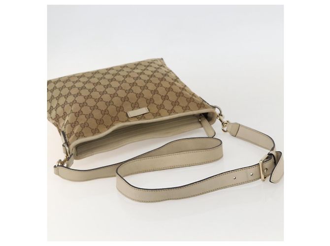 Borsa a Spalla GG Canvas Gucci Beige Oro 388924 Auth 175206 D'oro - vista 7