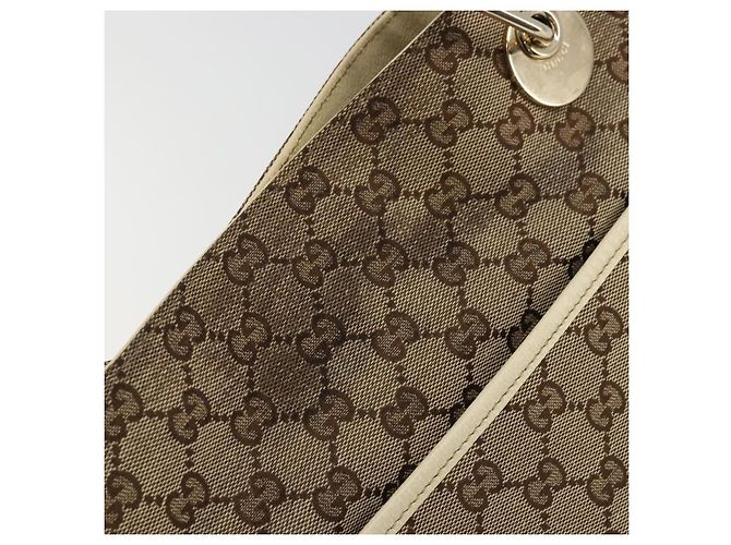 Borsa a mano GG Canvas Gucci Beige Oro 121023 Auth 175393 D'oro - vista 10