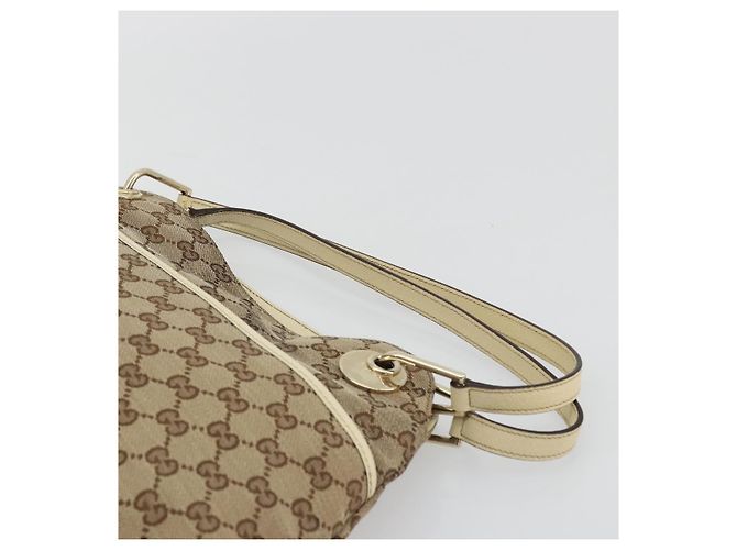 Borsa a mano GG Canvas Gucci Beige Oro 121023 Auth 175393 D'oro - vista 14
