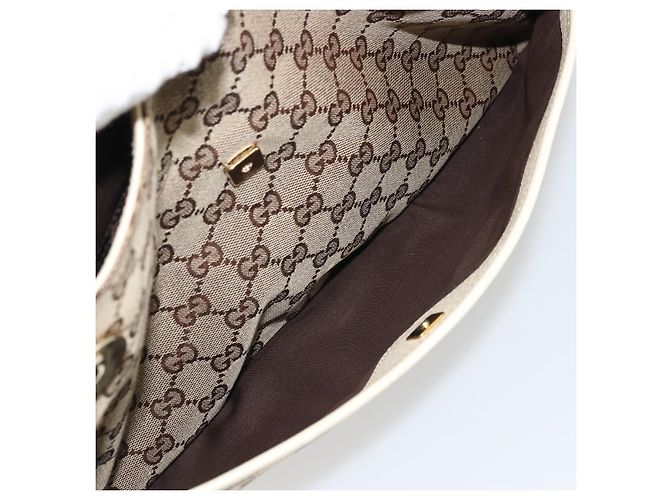 Borsa a mano GG Canvas Gucci Beige Oro 121023 Auth 175393 D'oro - vista 23