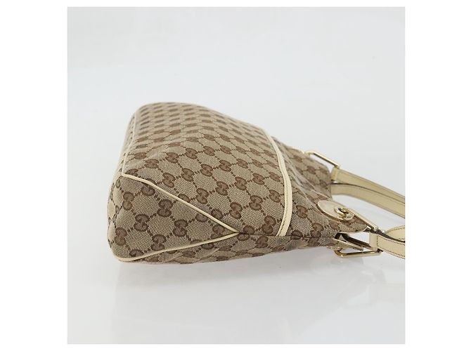 Borsa a mano GG Canvas Gucci Beige Oro 121023 Auth 175393 D'oro - vista 3