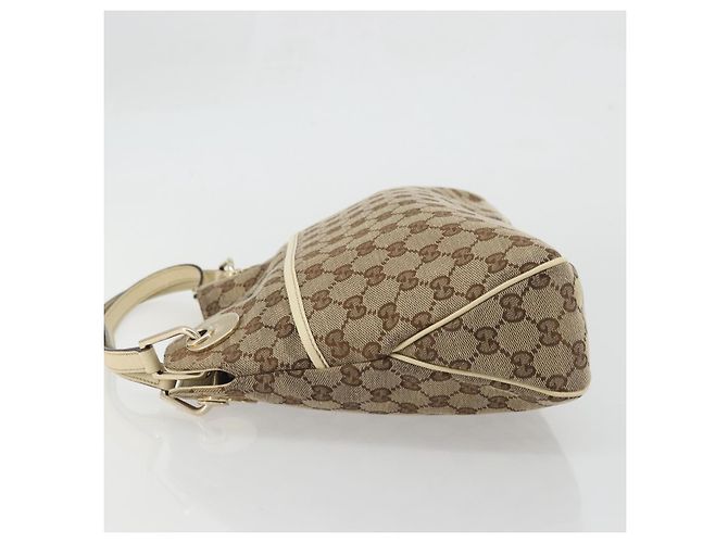 Borsa a mano GG Canvas Gucci Beige Oro 121023 Auth 175393 D'oro - vista 4