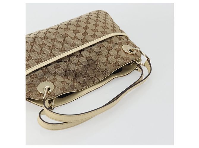 Borsa a mano GG Canvas Gucci Beige Oro 121023 Auth 175393 D'oro - vista 6