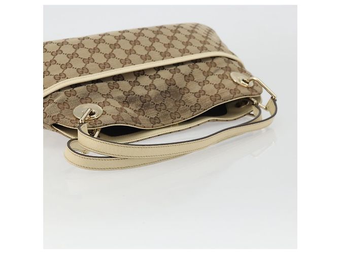Borsa a mano GG Canvas Gucci Beige Oro 121023 Auth 175393 D'oro - vista 7