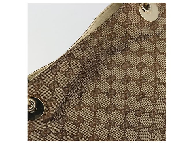 Borsa a mano GG Canvas Gucci Beige Oro 121023 Auth 175393 D'oro - vista 9