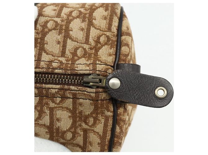 Borsa a mano in tela Trotter Christian Dior oro marrone Auth 175135 D'oro - vista 14