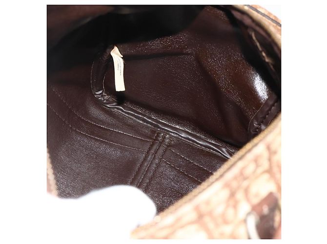 Borsa a mano in tela Trotter Christian Dior oro marrone Auth 175135 D'oro - vista 16