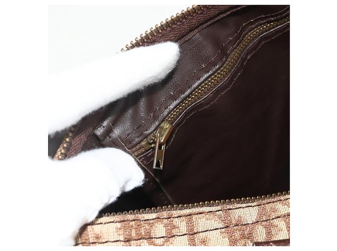 Borsa a mano in tela Trotter Christian Dior oro marrone Auth 175135 D'oro - vista 18