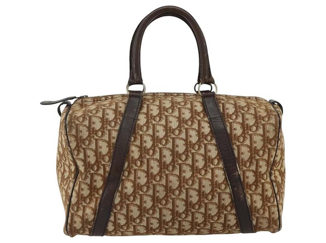 Borsa a mano in tela Trotter Christian Dior oro marrone Auth 175135 D'oro - vista 2