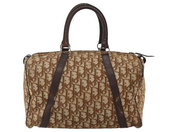 Borsa a mano in tela Trotter Christian Dior oro marrone Auth 175135 D'oro - vista 3