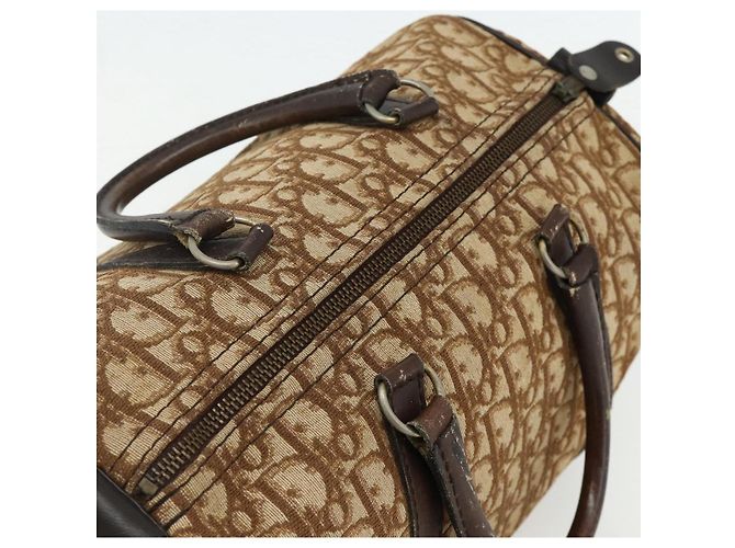 Borsa a mano in tela Trotter Christian Dior oro marrone Auth 175135 D'oro - vista 6